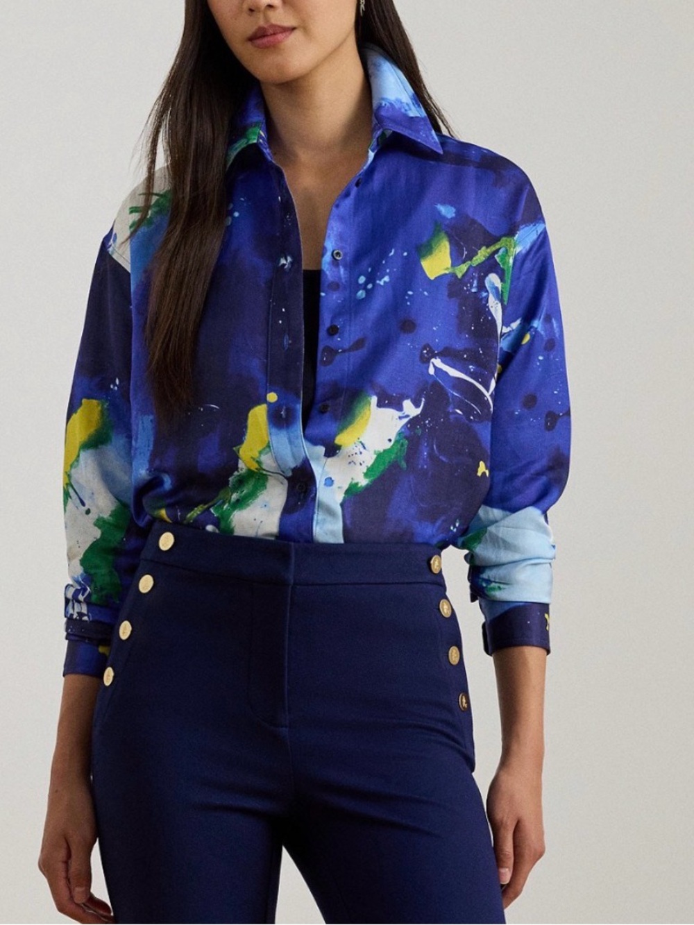 Lauren Ralph Lauren Women's Relaxed Fit Abstract-Print Crepe Shirt